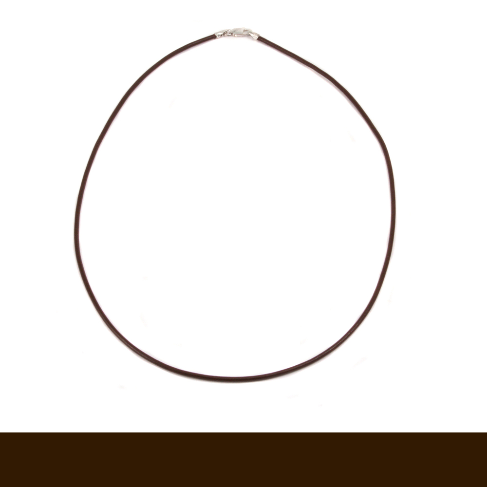 Chain & Clasps Leather Finished Necklace 1.5mm, 16" Brown